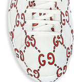 Close-up of Gucci sneakers hardware and fine stitching