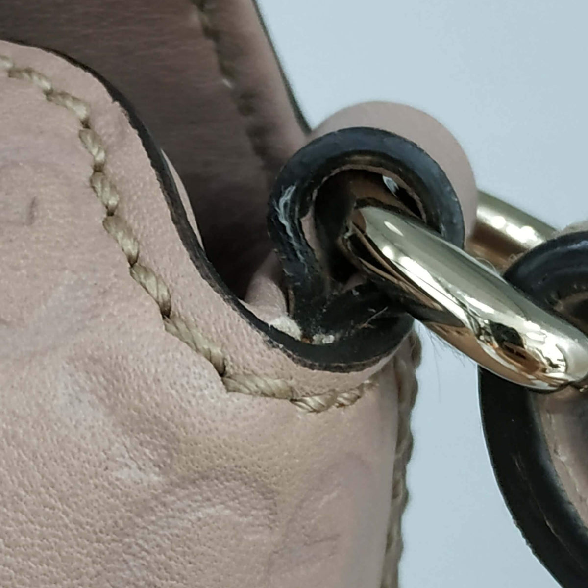 Close-up of Gucci bags hardware and fine stitching