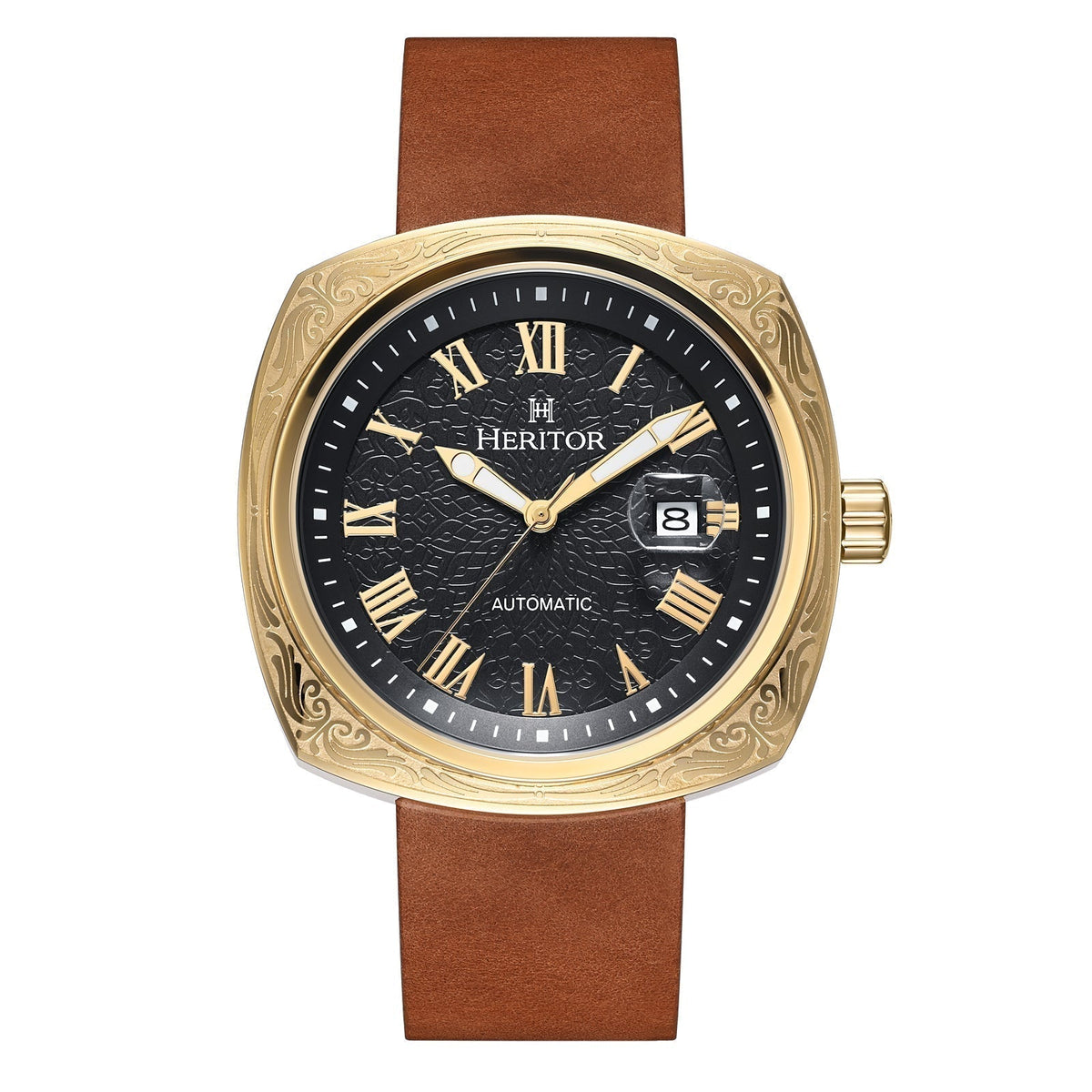 Side view of Heritor Automatic Davenport unisex watch