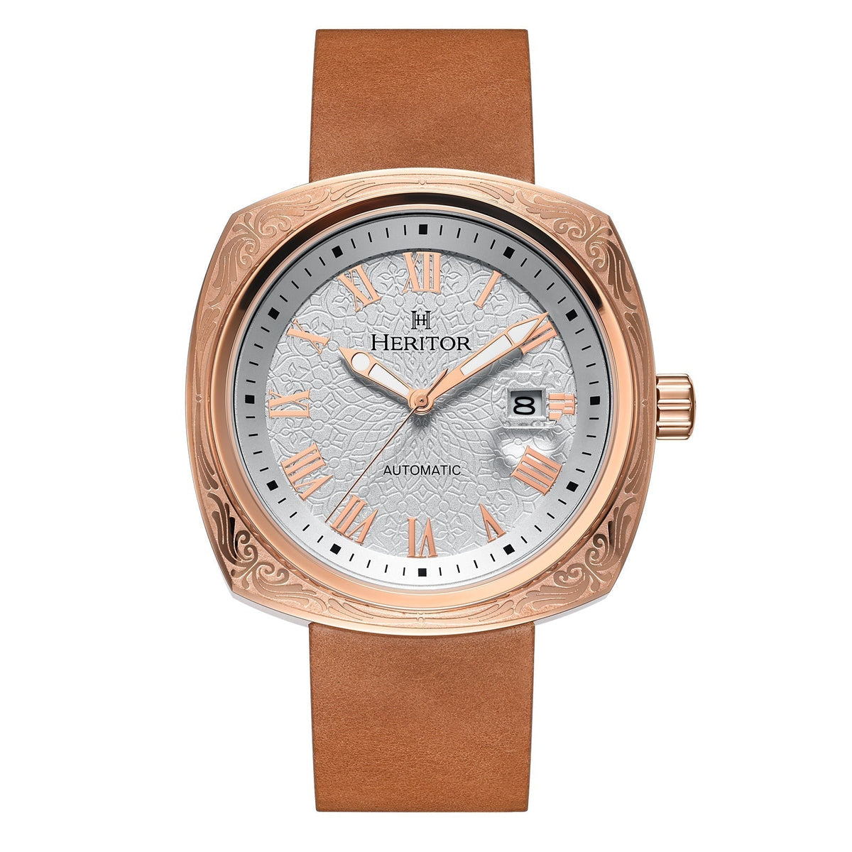 Close-up detail view of Heritor Automatic Davenport unisex watch