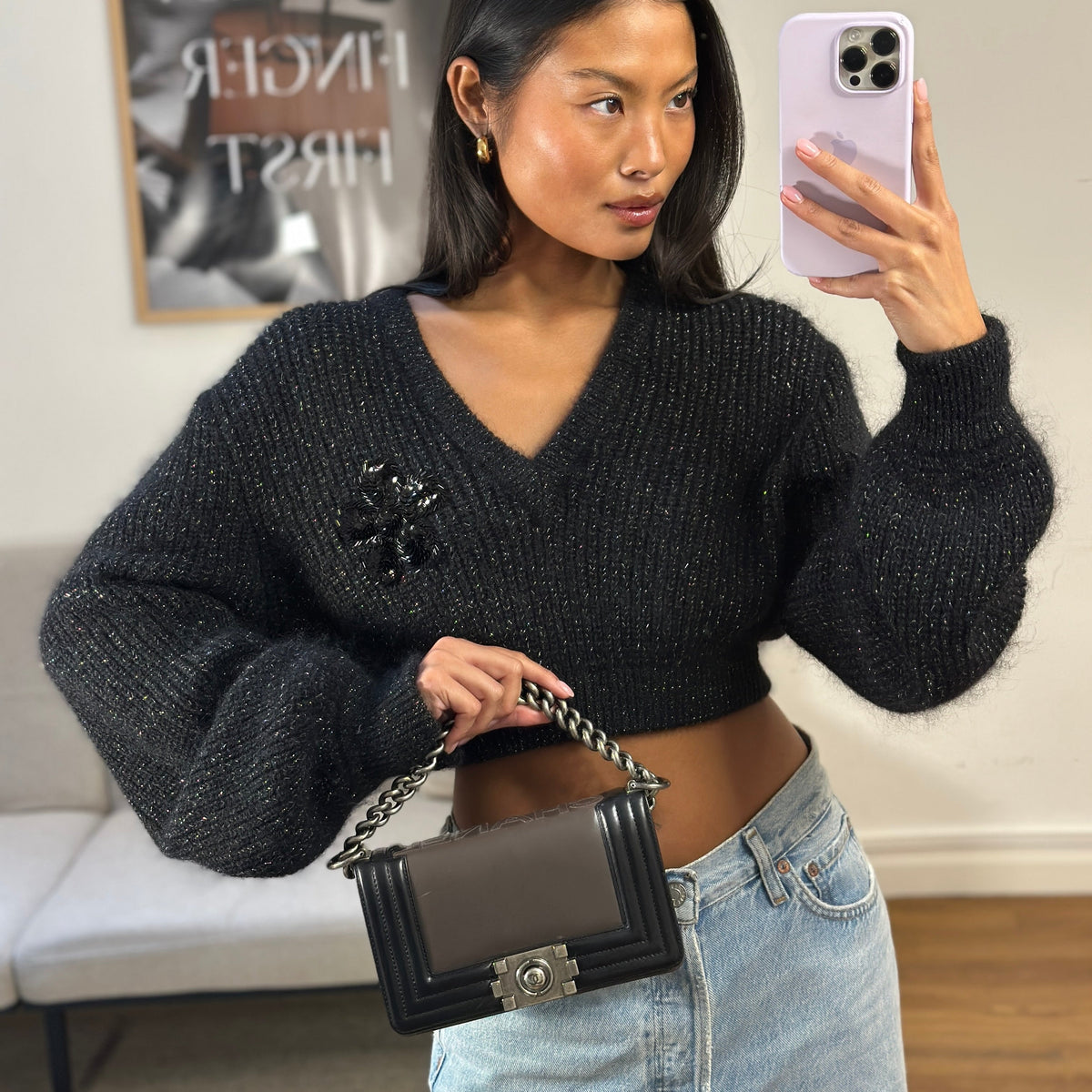 Chanel Bags Chanel *FIRE PRICE* Chanel Brown and Black Small Boy Bag in Smooth Calfskin with Ruthenium Hardware Luxury Designer Leather Handbag