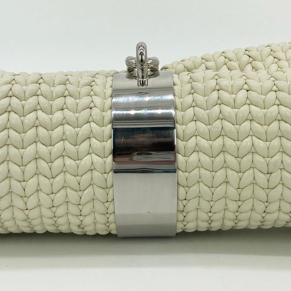 Balenciaga White Leather Tresse Fringe Clutch | Designer Clutch Bag