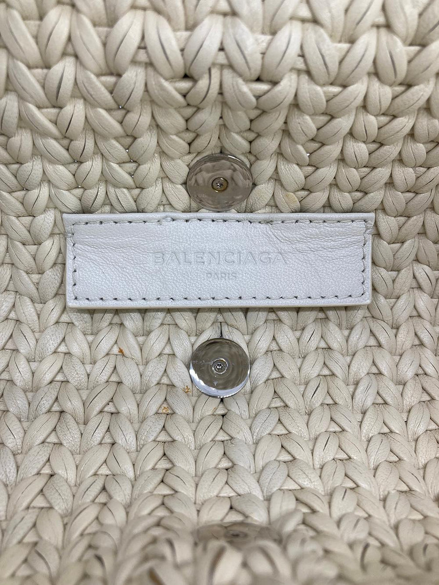 Balenciaga White Leather Tresse Fringe Clutch | Designer Clutch Bag