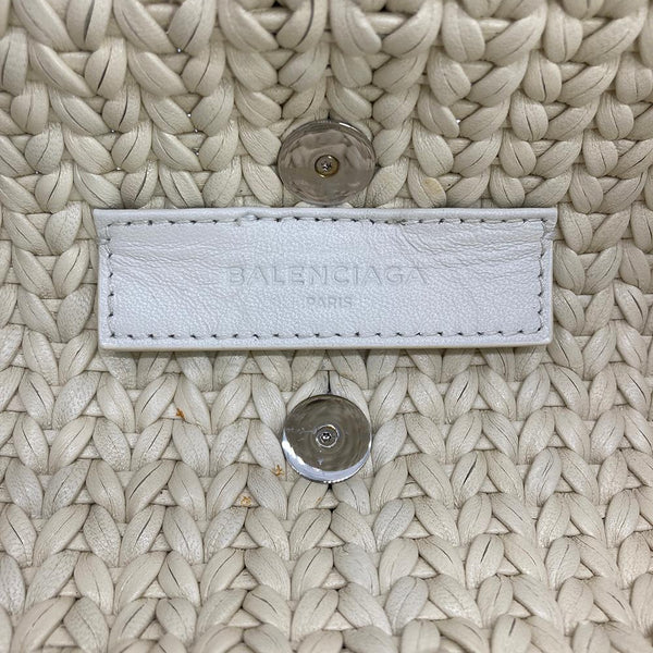 Balenciaga White Leather Tresse Fringe Clutch | Designer Clutch Bag