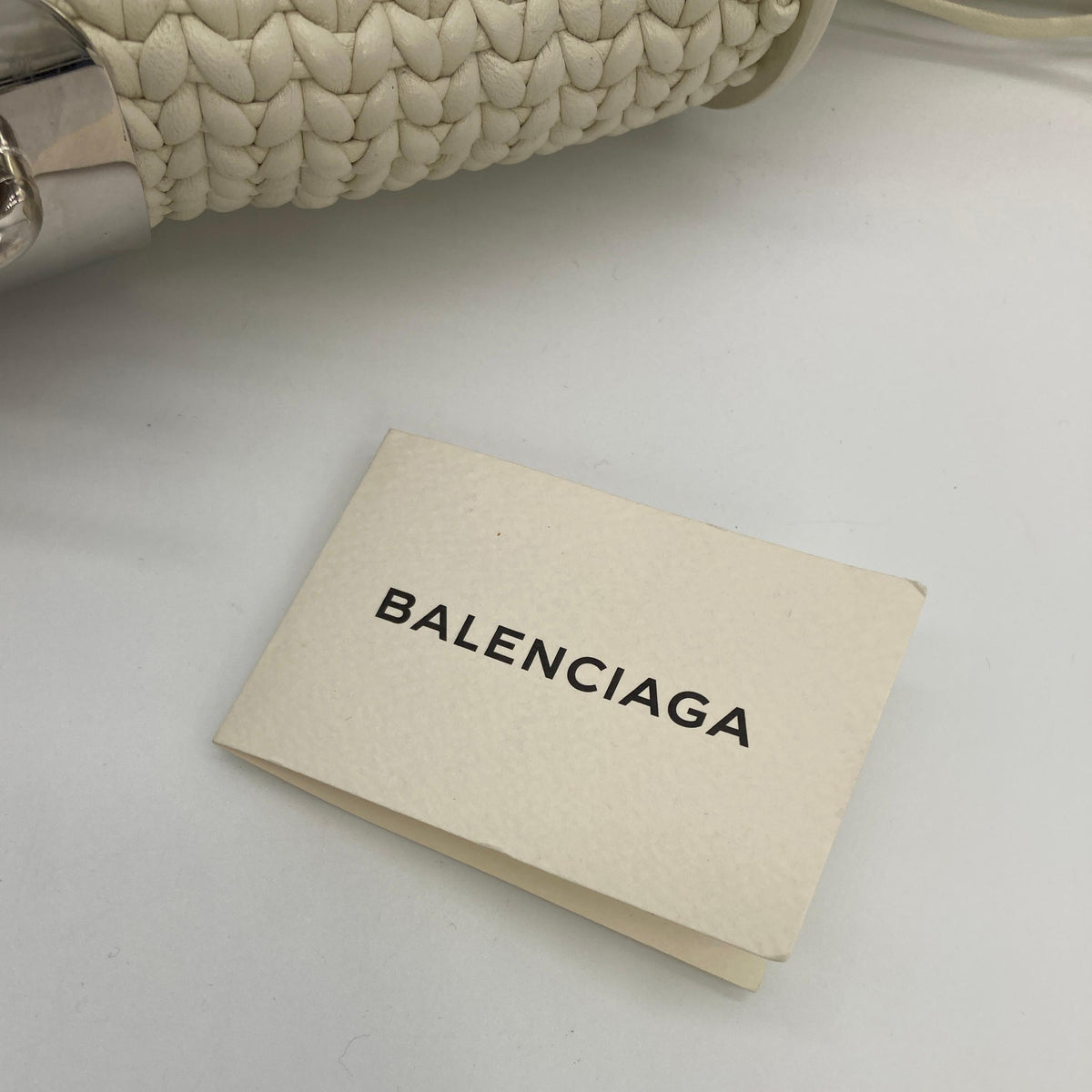 Balenciaga White Leather Tresse Fringe Clutch | Designer Clutch Bag