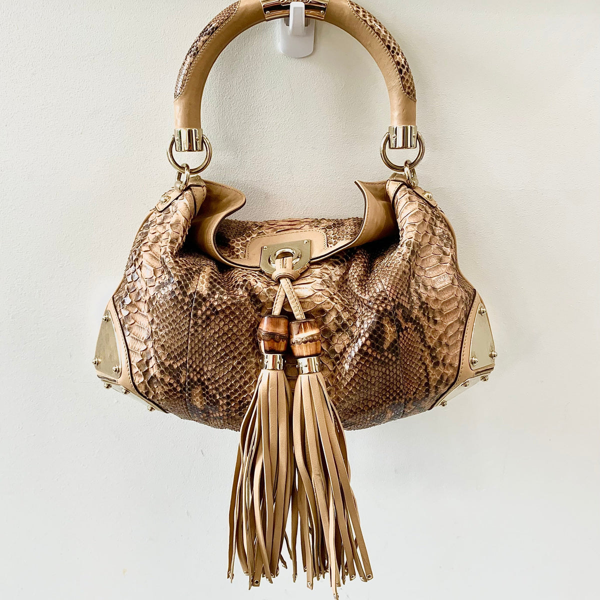 Supreme Bags? Supreme Gucci Beige Python Indy Hobo Bag Premium Designer Shoulder Bag