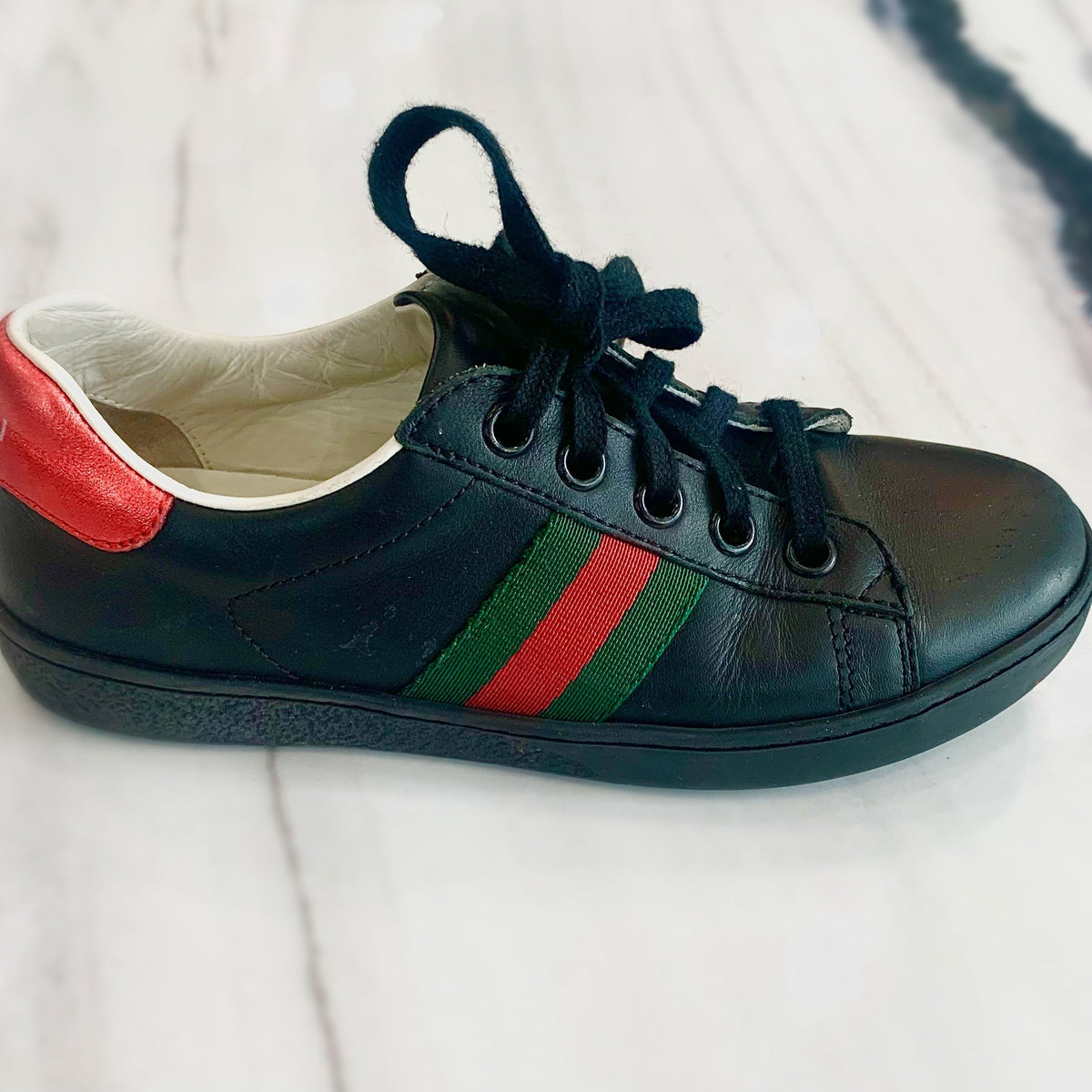 Gucci Shoes? Gucci Black Leather Low-top Toddler Sneakers Luxury Lifestyle Designer Footwear