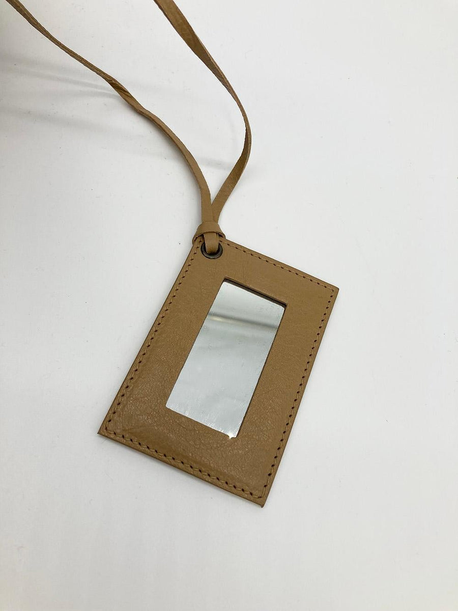 Balenciaga Tan Leather City Envelope Clutch with Mirror | Designer Clutch Bag