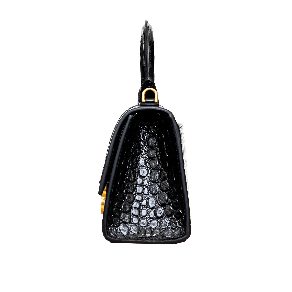 Balenciaga Crocodile Embossed Hourglass XS Bag | Designer Top Handle Bag