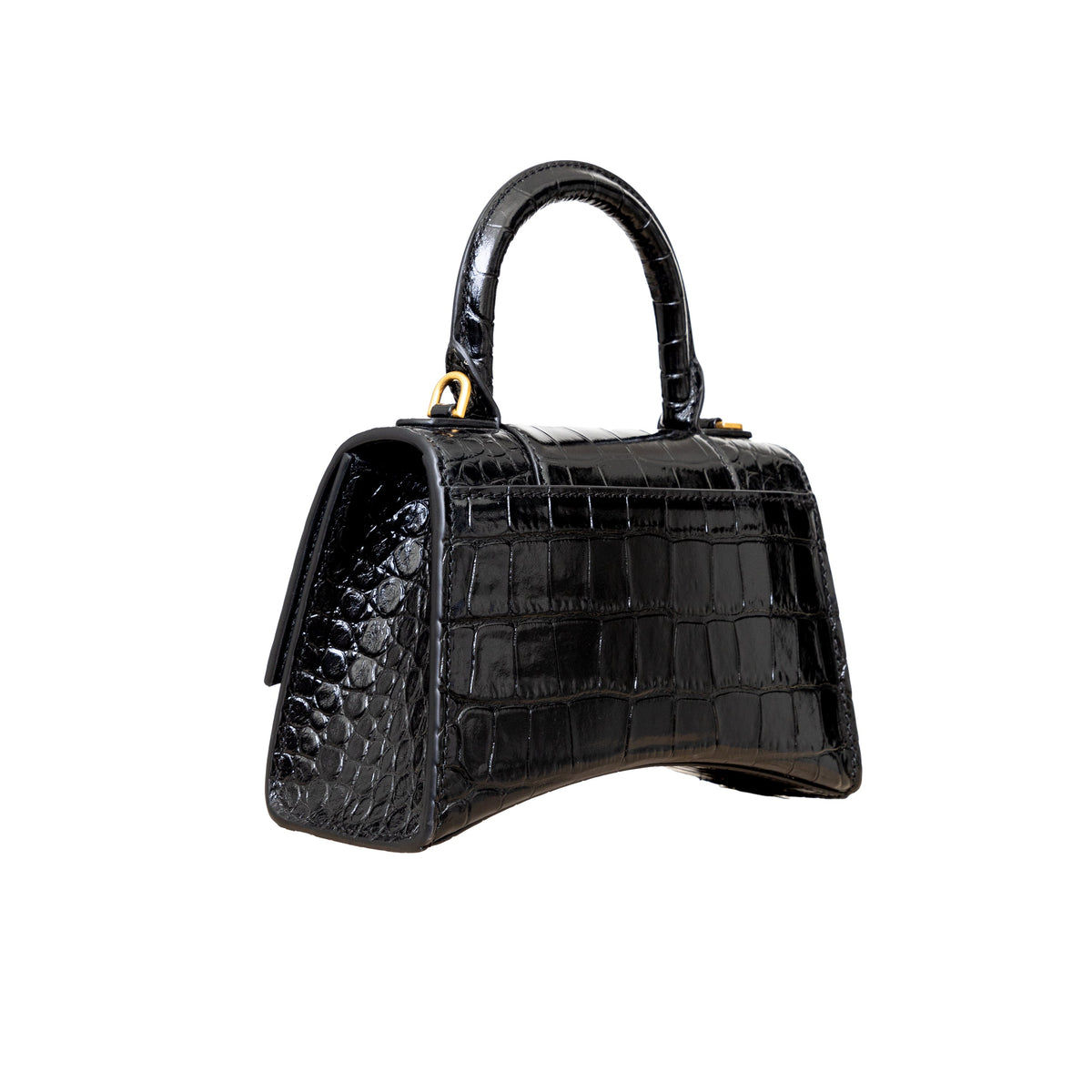 Balenciaga Crocodile Embossed Hourglass XS Bag | Designer Top Handle Bag
