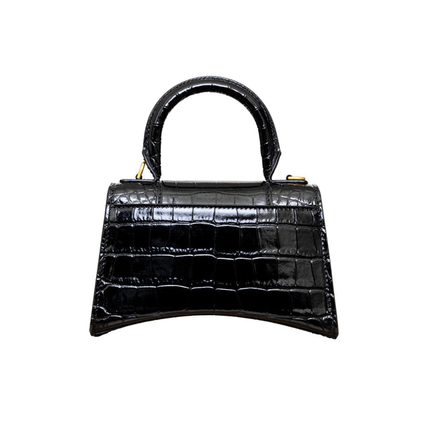 Balenciaga Crocodile Embossed Hourglass XS Bag | Designer Top Handle Bag