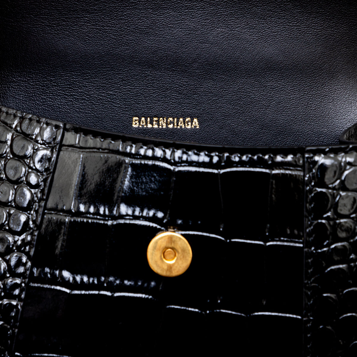 Balenciaga Crocodile Embossed Hourglass XS Bag | Designer Top Handle Bag