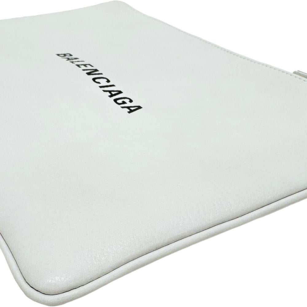 Side view of Balenciaga clutch White premium designer bag