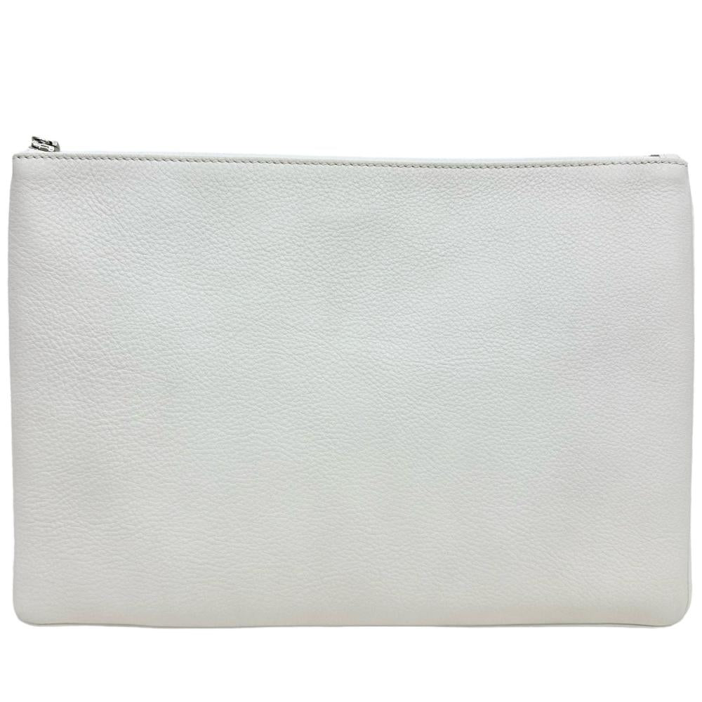 Side view of Balenciaga clutch White premium designer bag