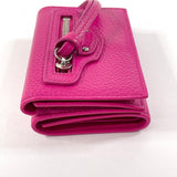 Balenciaga authentic luxury wallet Pink leather craftsmanship