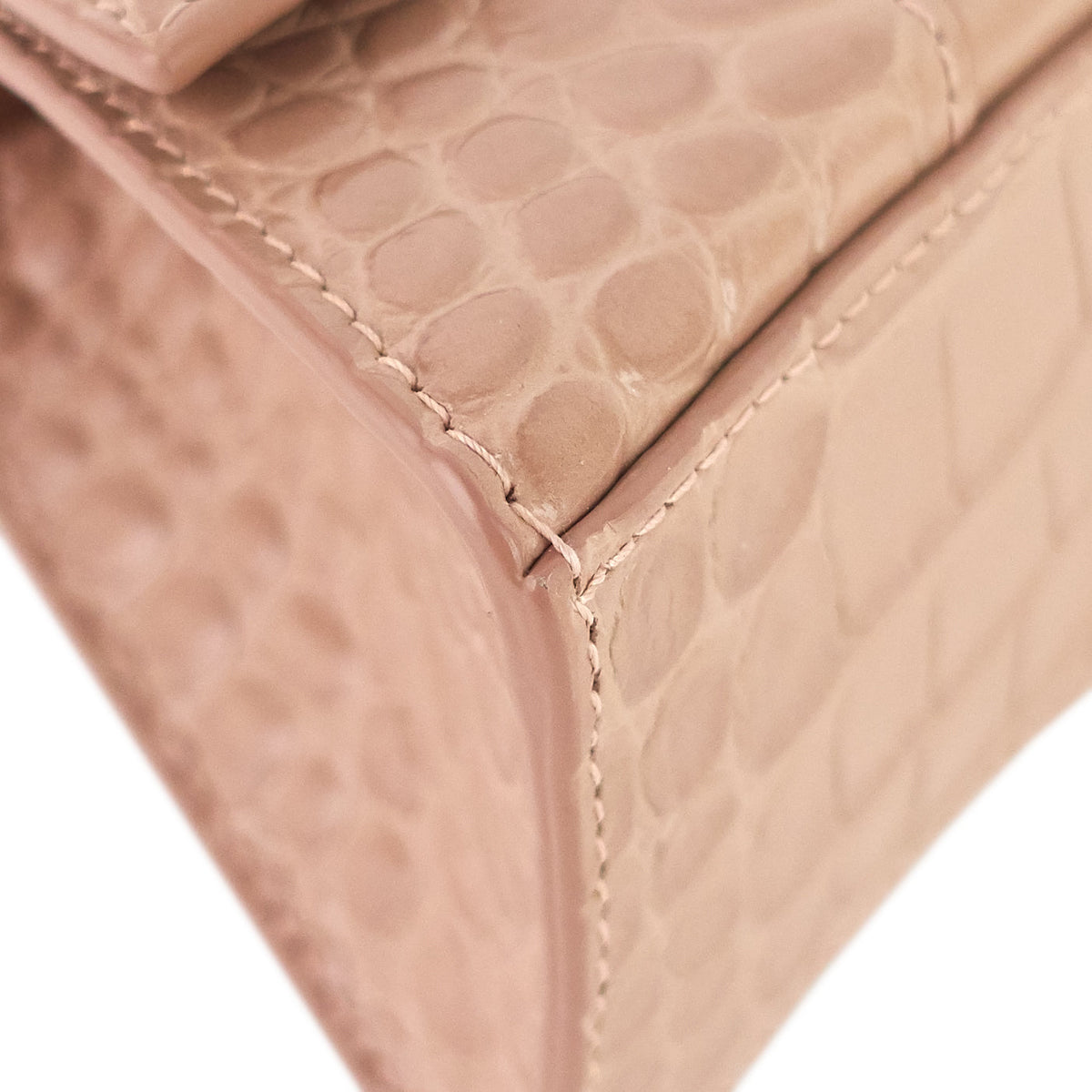 Balenciaga Hourglass XS Croc Embossed Leather Top Handle Bag | Designer Top Handle Bag