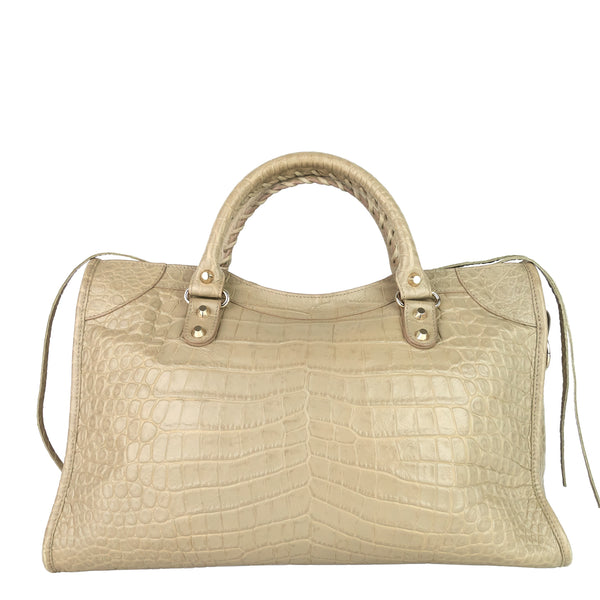 Balenciaga Classic City Croc-Embossed Agneau Leather Bag | Designer Leather Handbag