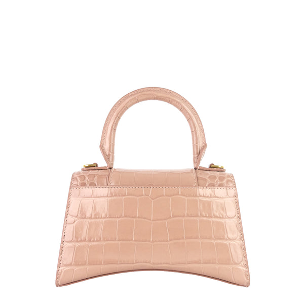 Balenciaga Hourglass XS Croc Embossed Leather Top Handle Bag | Designer Top Handle Bag
