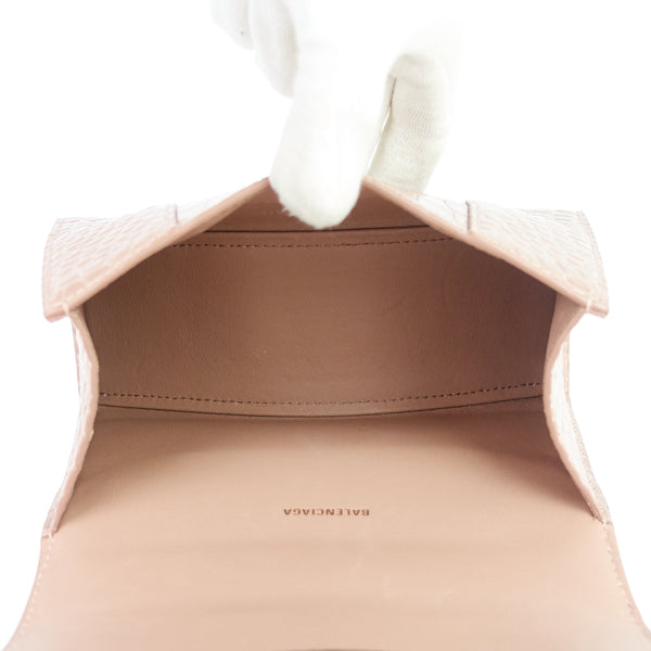 Balenciaga Hourglass XS Croc Embossed Leather Top Handle Bag | Designer Top Handle Bag