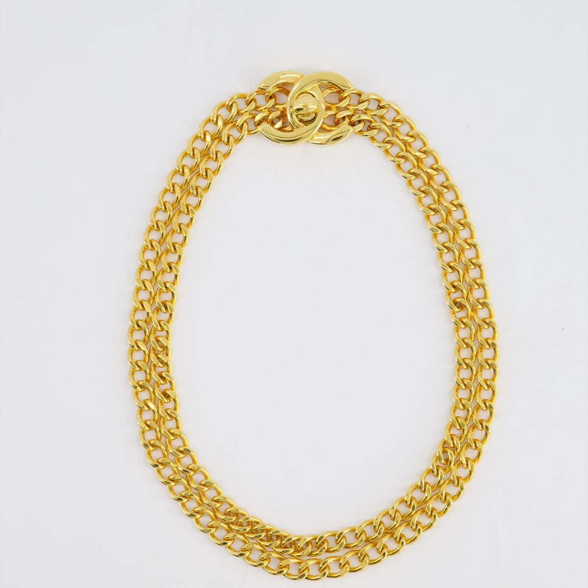 Chanel Jewellery? Chanel 97P Vintage Gold Chain Chocker Necklace With Turn Lock Detail Luxury Designer Statement Jewellery