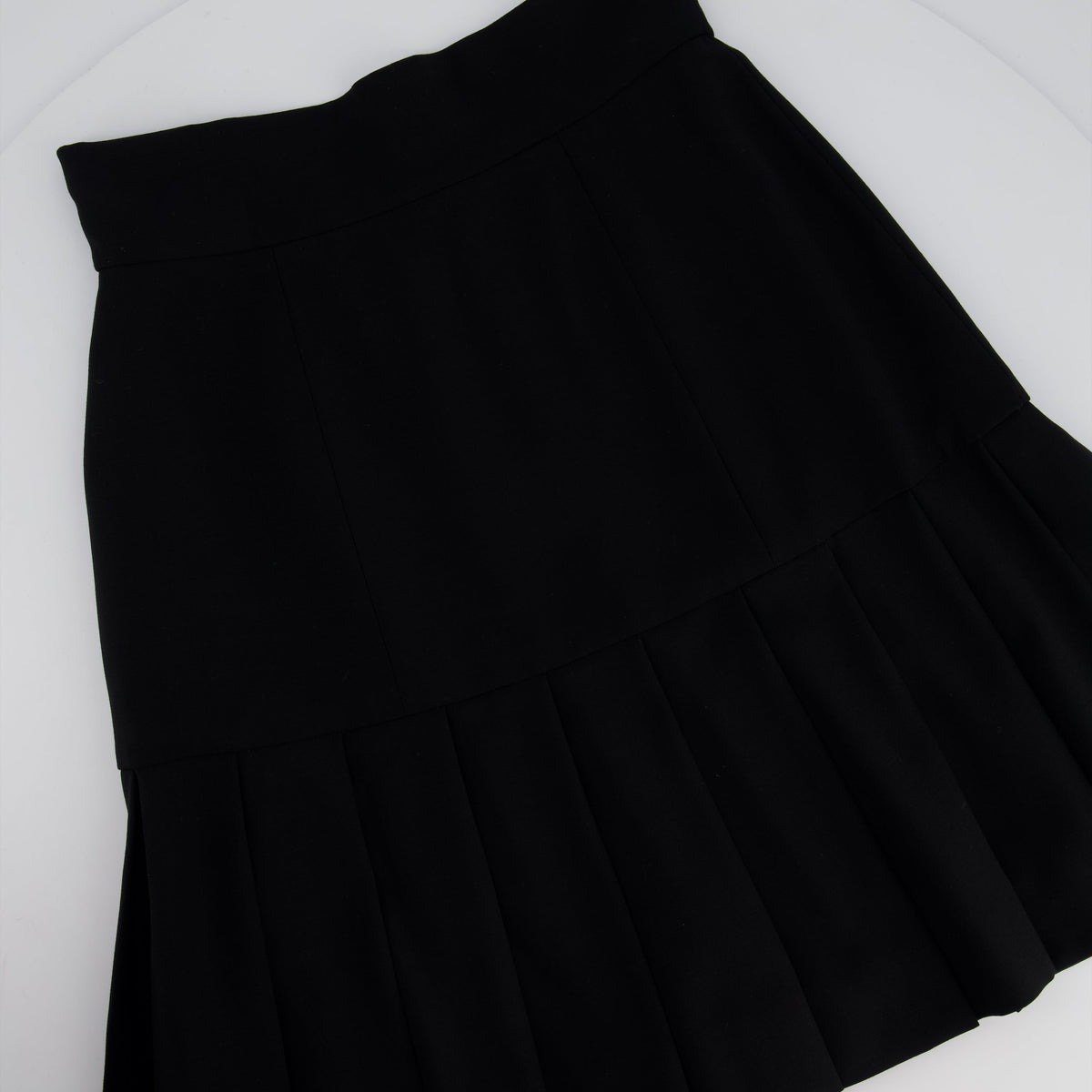Chanel Jackets? Chanel Black Wool Blazer Jacket and Pleated Mini Skirt Set With Belt and Logo Detail Buttons Size FR 38 (UK 10) Luxury Designer Outerwear Jacket