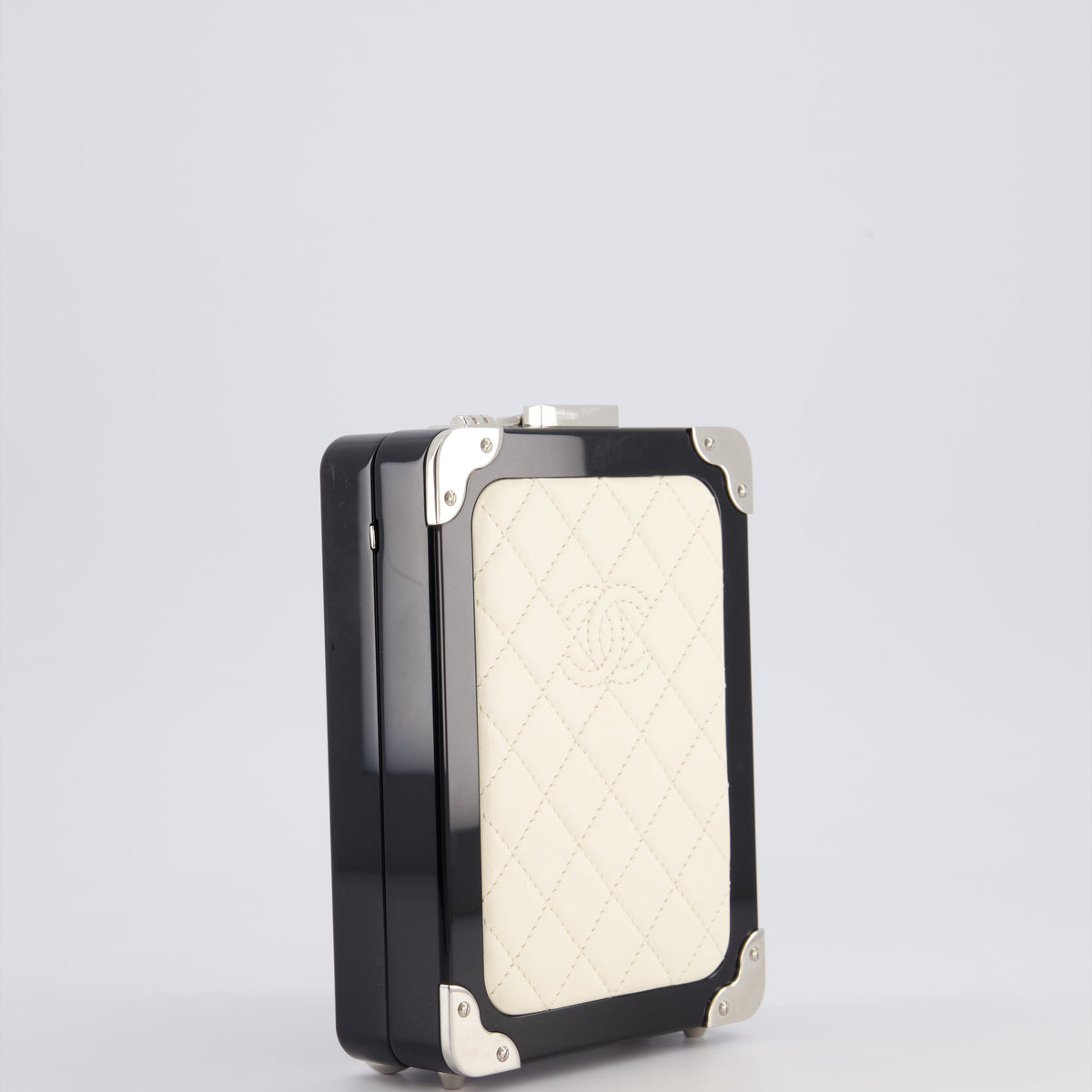 Chanel Bags Chanel *RARE* Chanel 2016 Airlines Evening In The Air Trolley Minaudi?®re Bag with Silver Hardware and Quilted Leather with Logo Detail Elegant Everyday Designer Handbag