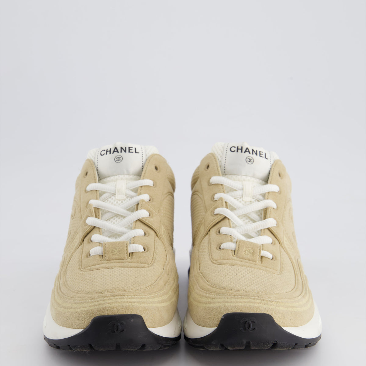 Chanel Shoes? Chanel Beige Suede Sneakers With Logo Detail Size EU 41.5 Luxury Lifestyle Designer Footwear