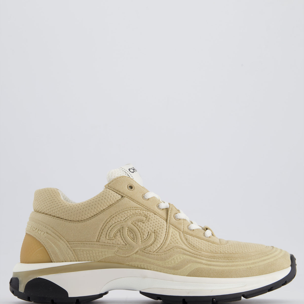 Chanel Shoes? Chanel Beige Suede Sneakers With Logo Detail Size EU 41.5 Luxury Lifestyle Designer Footwear