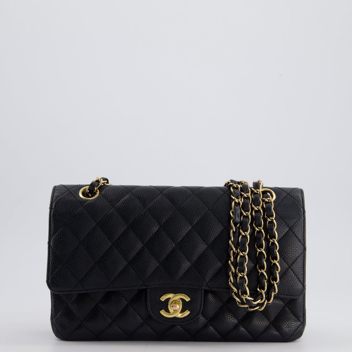 Chanel Bags Chanel Black Vintage Medium Classic Double Flap Bag in Caviar Leather with 24K Gold Hardware Elegant Everyday Designer Handbag