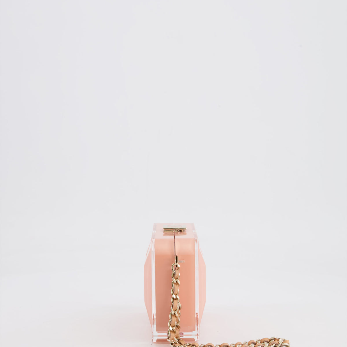 Chanel Bags Chanel *COLLECTOR'S PIECE* Chanel Minaudi?®re Pink Plexiglass Clutch Bag With Champagne Hardware and Logo Detail Luxury Designer Leather Handbag