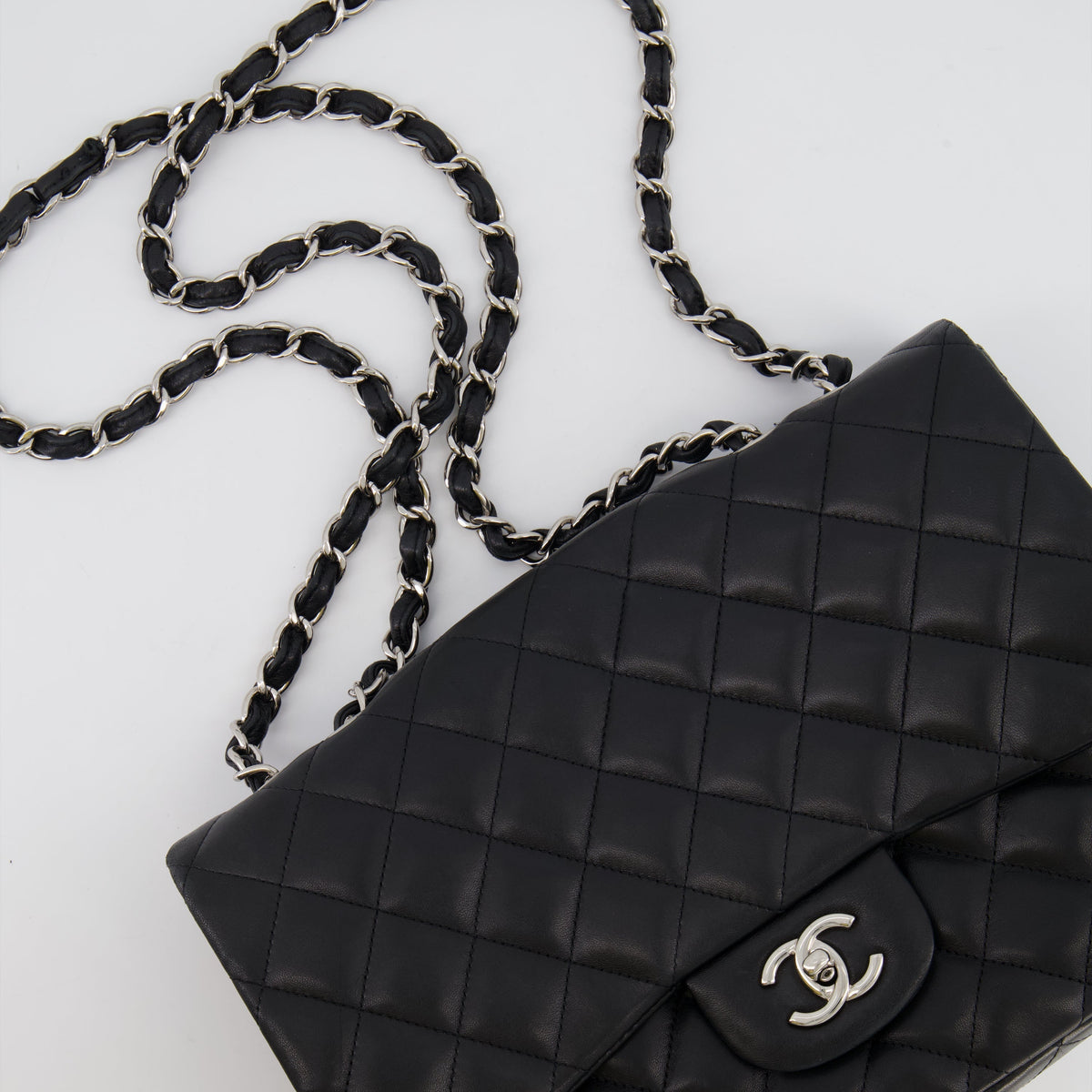 Chanel Bags Chanel Black Jumbo Classic Single Flap Bag in Lambskin Leather with Silver Hardware Elegant Everyday Designer Handbag