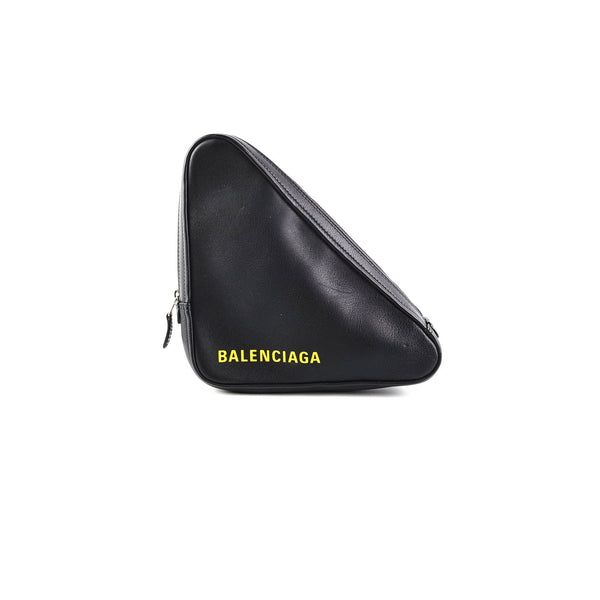 Balenciaga Triangle Zip Clutch Black | Designer Clutch Bag