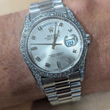 Front view of Rolex unisex gold watch