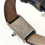 Angled view of Cartier unisex silver watch