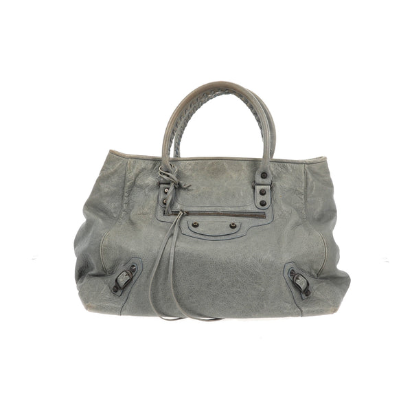 Balenciaga Sunday Shoulder Bag in Blue Leather — Designer Shoulder Bag