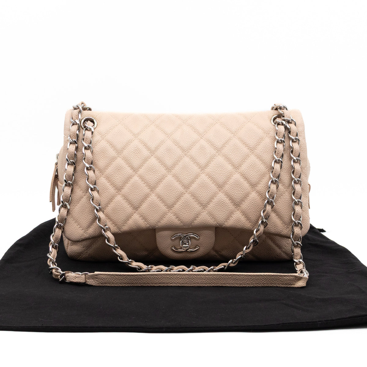 Chanel Bags Chanel Casual Journey Flap Bag Beige Leather Silver Premium Designer Shoulder Bag