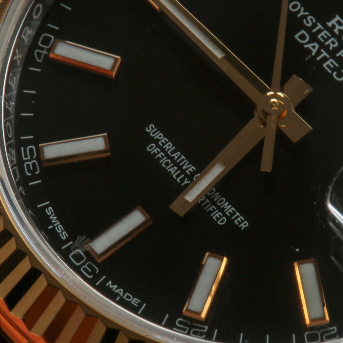 Angled view of Rolex unisex two tone watch