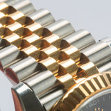 Front view of Rolex unisex two tone watch