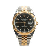 Side view of Rolex unisex two tone watch