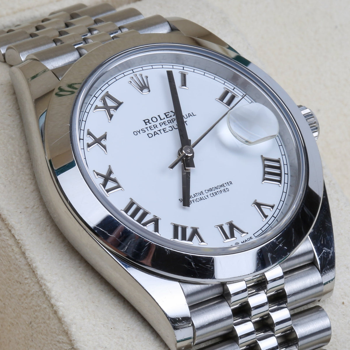 Side view of Rolex unisex watch