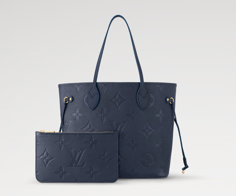 Louis Vuitton Neverfull MM Monogram Empreinte Leather In Navy Blue