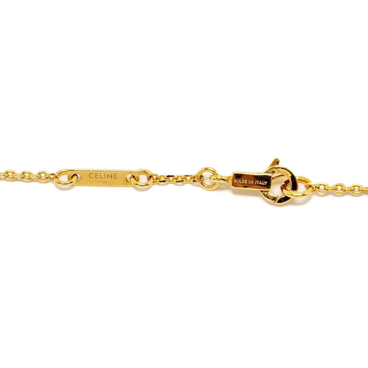 Celine Jewellery? CELINE Triomphe Cube Crystal Necklace Gold Tone Elegant Everyday Fine Jewellery