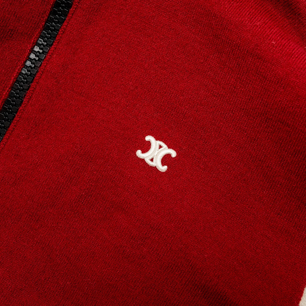 Celine Jackets? Celine Size S Triomphe Zip Jacket Wool Red Navy White Luxury Designer Outerwear Jacket