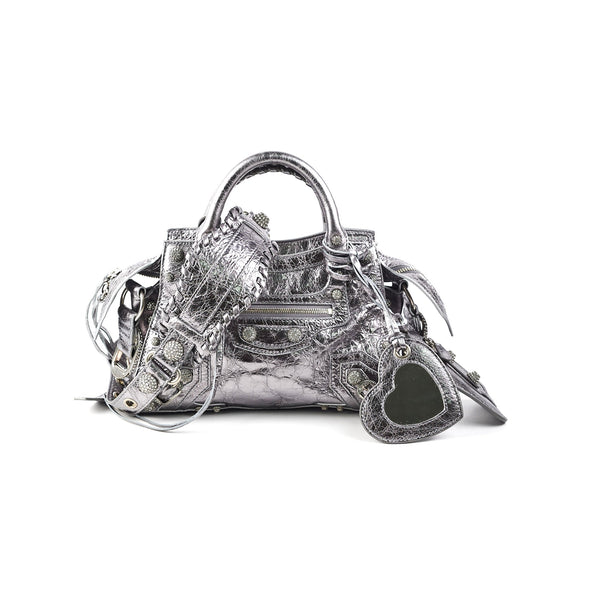 Balenciaga Neo Cagole XS Bag Silver | Studded Leather Shoulder Bag