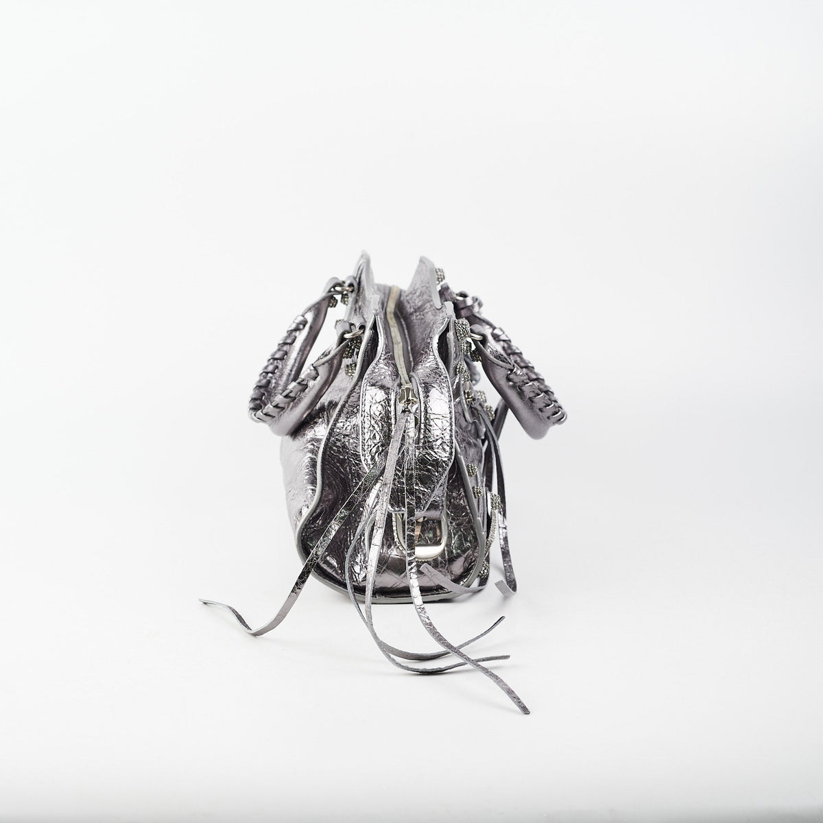 Balenciaga Neo Cagole XS Bag Silver | Studded Leather Shoulder Bag