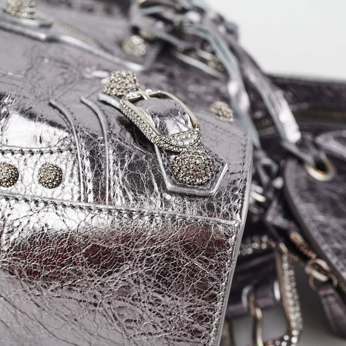 Balenciaga Neo Cagole XS Bag Silver | Studded Leather Shoulder Bag