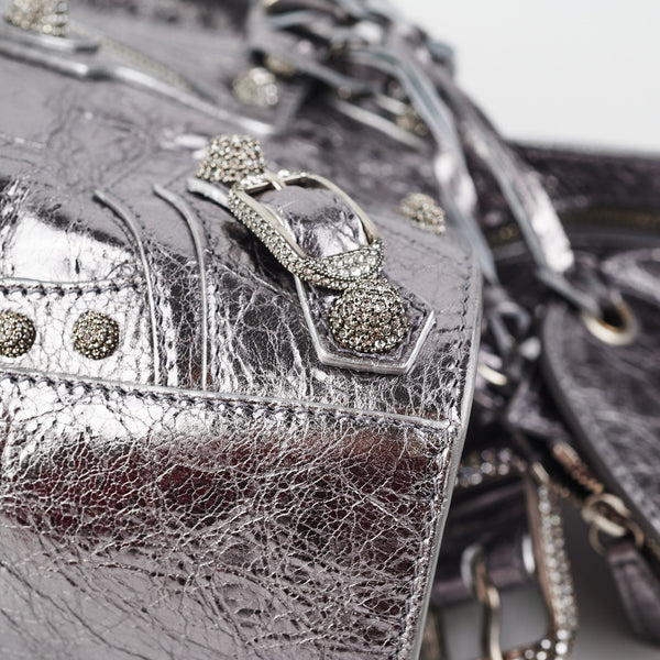 Balenciaga Neo Cagole XS Bag Silver | Studded Leather Shoulder Bag