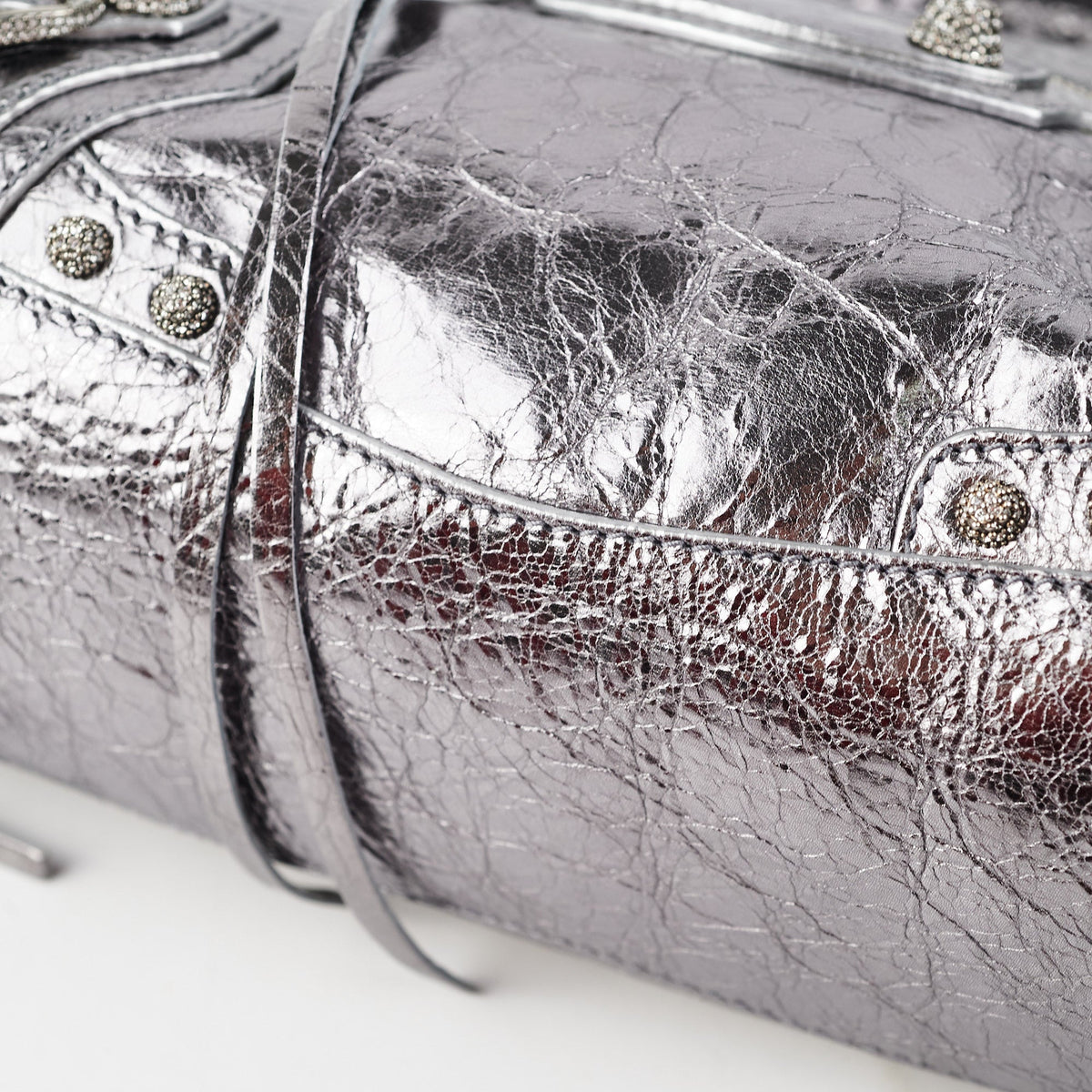 Balenciaga Neo Cagole XS Bag Silver | Studded Leather Shoulder Bag