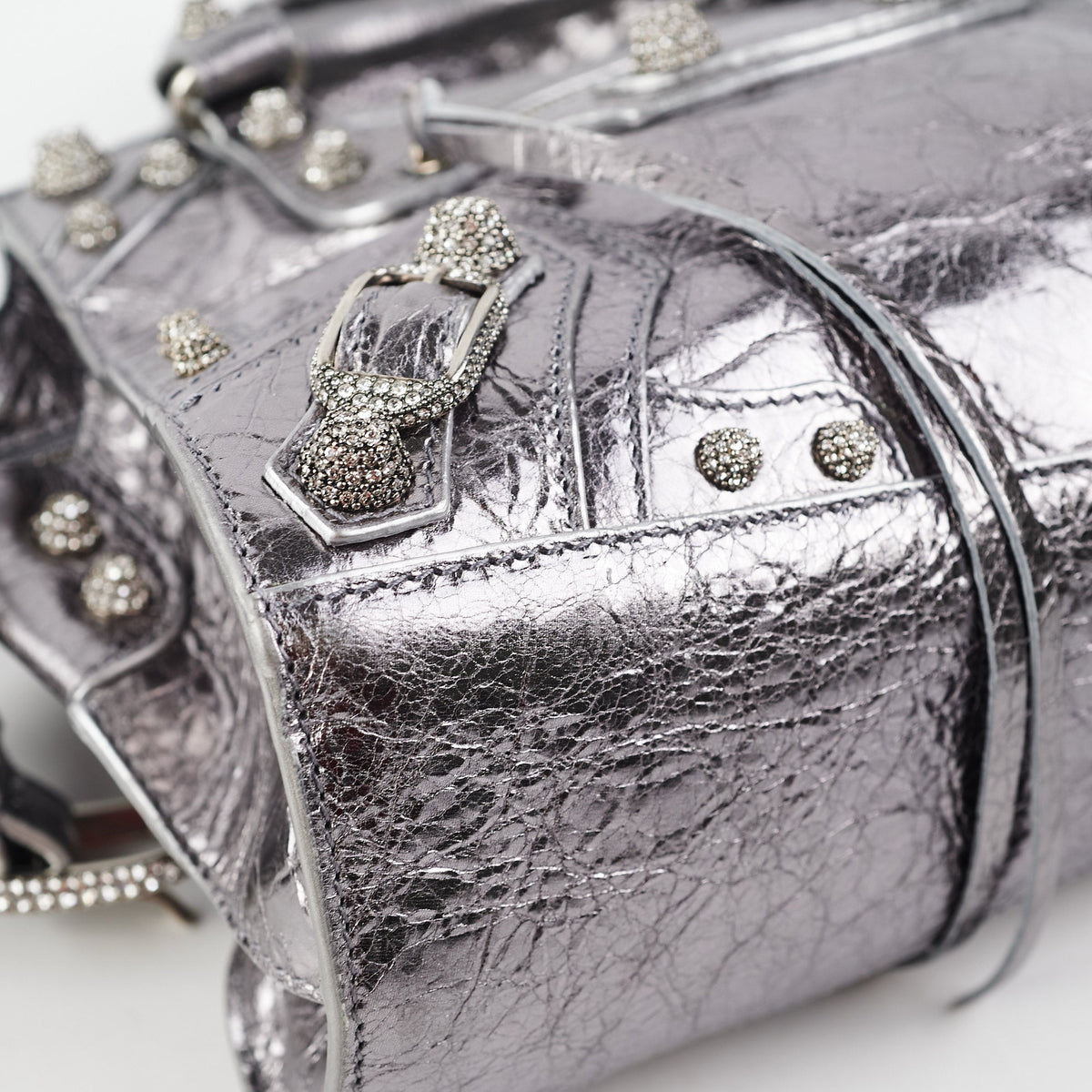 Balenciaga Neo Cagole XS Bag Silver | Studded Leather Shoulder Bag