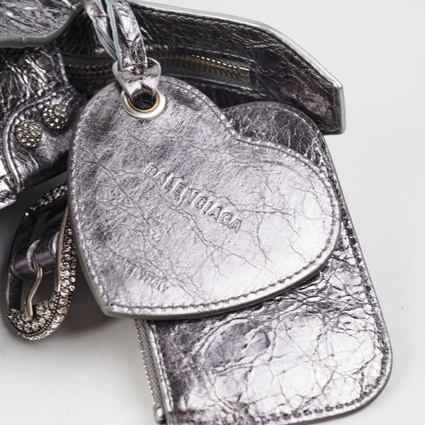 Balenciaga Neo Cagole XS Bag Silver | Studded Leather Shoulder Bag